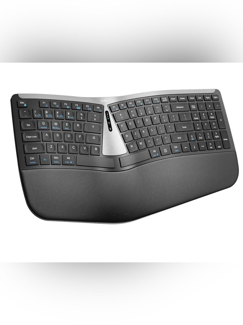 Nulea Ergonomic Split Wireless Keyboard with Cushioned Wrist Rest